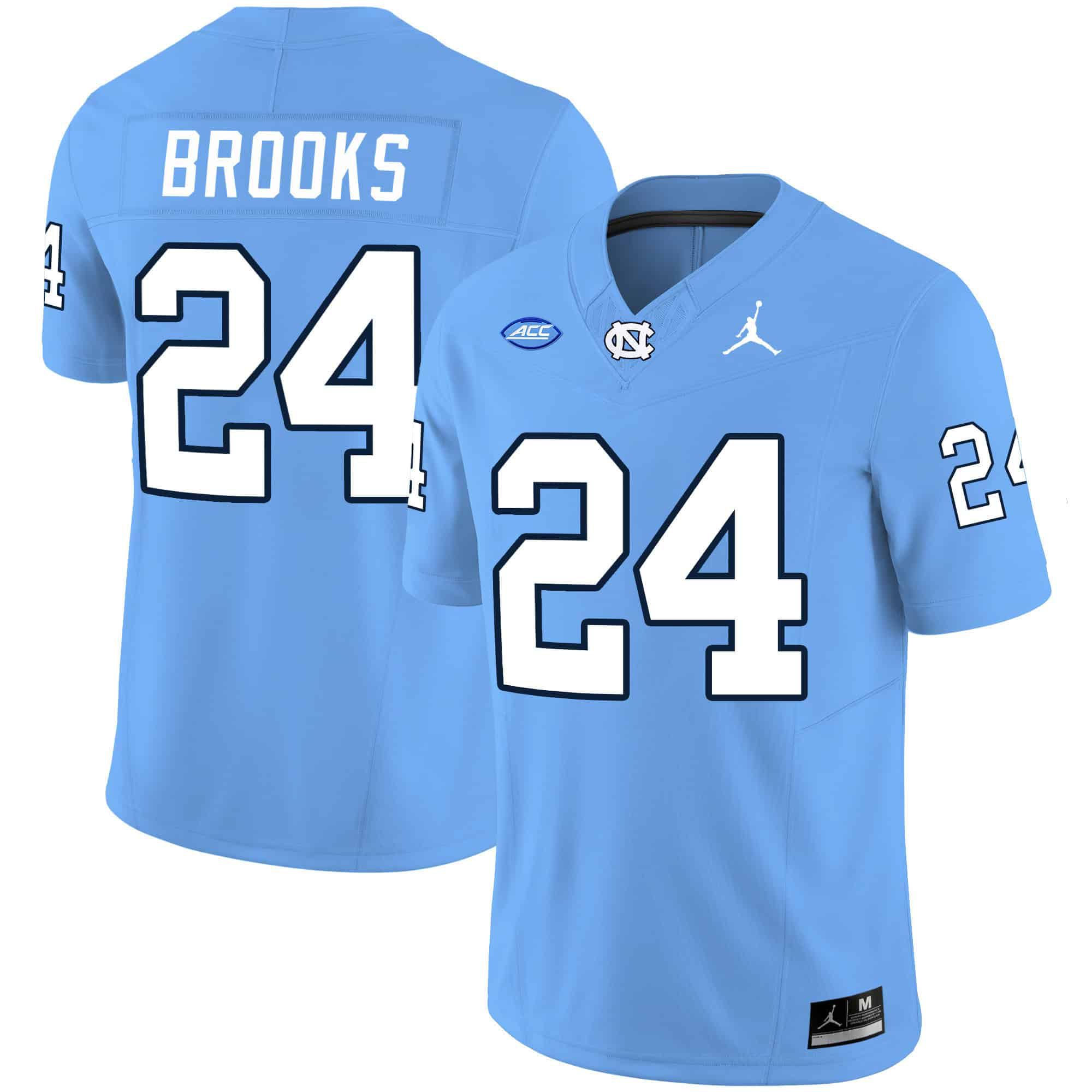 Men North Carolina Tar Heels #24 Brooks Light Blue 2024 Vapor Limited NCAA Jersey style 1->customized nfl jersey->Custom Jersey